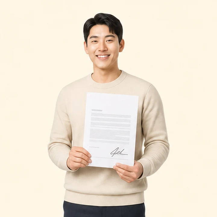 신용불량 펠리세이드 장기렌트카 서면 견적서를 들고 있는 고객